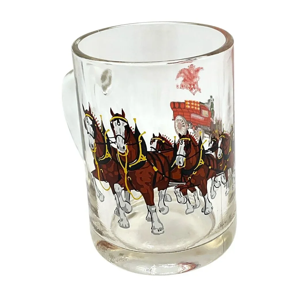 Vintage Budweiser Champion Clydesdales Beer Mug Glass Stein Anheuser Busch‎